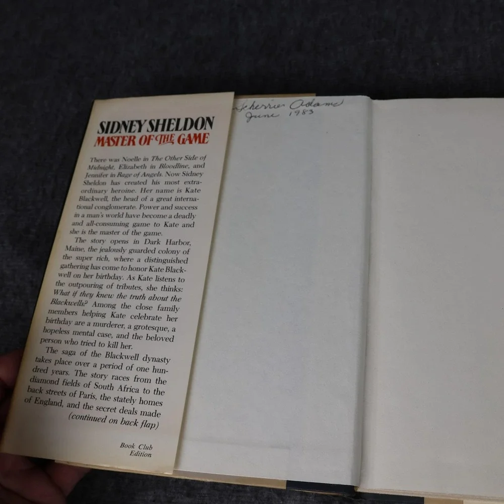 Vintage Master Of The Game Sidney Sheldon Black HC DJ 1982 USA Thriller